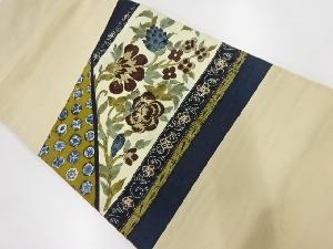 アンティーク　手織紬切り嵌め花唐草模様袋帯（材料）